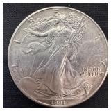1991-1 oz Fine Silver American Eagle