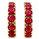 Ruby Yellow Gold Hoop Earrings