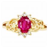 Ruby & Diamond Filigree Dinner Ring 14k Gold