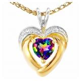Mystic Topaz & Diamond Gold Heart Pendant