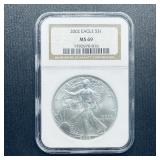 2002 American Silver Eagle MS 69 NGC