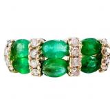 Emerald & Diamond Dinner Ring 14k Gold