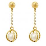 Cultured White Pearl Dangle Earrings 14k
