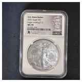 2021 American Silver Eagle Illinois State MS70 NGC