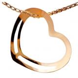 Mirror Finish Sliding Heart Pendant 14k Gold