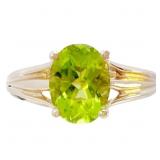 3/4 Carat Peridot Solitaire Ring 14k Yellow Gold