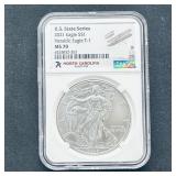 2021 American Silver Eagle N Carolina MS70