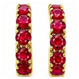 Ruby Yellow Gold Hoop Earrings