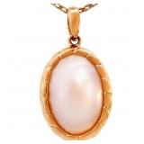 Mabe Pearl Rope Design Pendant 14k Yellow Gold
