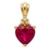 1/2 Carat Ruby & Diamond Heart Gold Pendant