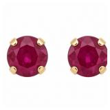 Ruby Solitaire Earrings 14k Yellow Gold