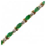 1.4 Carat Emerald & Diamond Tennis Bracelet 14k
