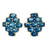 3 CTW London Blue Topaz Gold Earrings