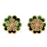 Green Malachite Diamond Clover Earrings 18k