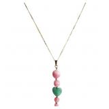 Rhodochrosite & Jade Necklace 14k Yellow Gold