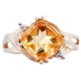 1.5 CT Citrine & Diamond Ring Yellow Gold