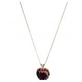 2.5 Carat Garnet Heart Halo Yellow Gold Necklace