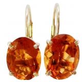 3 1/2 CT Citrine Drop Earrings 14k Gold