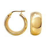 Wide Mirror Finish Hoop Earrings 14k Gold