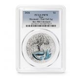 Niue Mermaid Teal Tail Colorized Silver PR 70