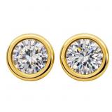 White Quartz Solitaire Earrings 14k Gold