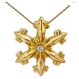 GORHAM Diamond Snowflake Necklace 14k Gold