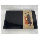 Asian Laquered wooden folder, Presumably a 2 ring
