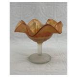 Antique Fenton carnival glass nut dish, Holly berr