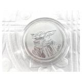 1 Ounce Silver Round Republic of Niue Grogu on rev