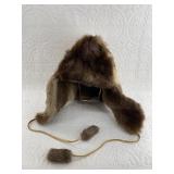 Spotted seal and mink fur trappers style hat in ve