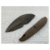 Ancient slate and whalebone ulu knife with a surpr