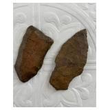 2 Ancient stone arrowheads