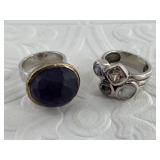 2 Rings: 1 is sterling with 4 assorted semi-precio