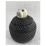 Carl Hank Jr. lidded baleen basket with seal head