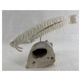 Dennis Pungowiyi walrus ivory carving of a walrus,