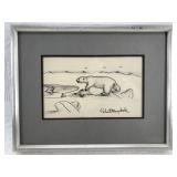 Robert Mayokuk original charcoal and ink on parchm