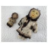 2 Handmade Native Alaskan dolls: mother and child