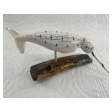 Ivory Narwhal carved from walrus ivory with baleen