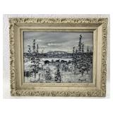 George Ahgupuk original oil on artist board of moo