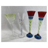 Lot of 4 wine cups: 1 is contemporary Czech crysta
