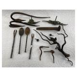 Lot of metal crafted items: Black smith made spoon