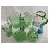 Mix of green and Uranium glassware *$25 fee if shi