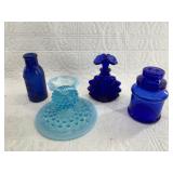 Lot of 4:  1 antique Fenton hobnail milk glass can
