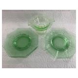 Assortment of Vaseline Glass mostly Indiana Glass