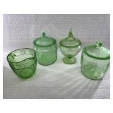 Lot of 4:  3 antique lidded Uranium Depression gla