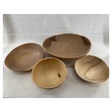 Collection of wood turned wood bowls