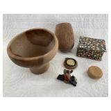 Variety of wood carvings: Watch body, grinding bow