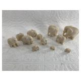 Amazing lot with 12 several graduated  ivory eleph
