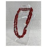 Sterling silver and coral bead necklace