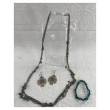 Lot with simulated turquoise and Southwestern jewe
